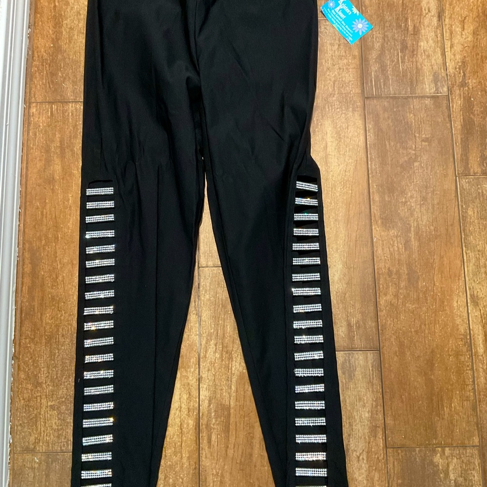 Black pants with crystal sides